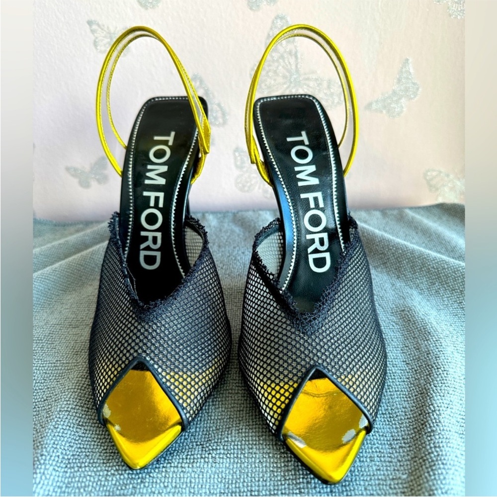 Tom Ford (7.5) Yellow and Black Women's Slingback Heels